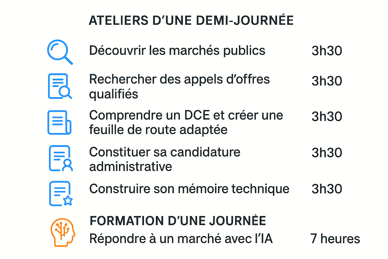 ateliers formations marchés publics